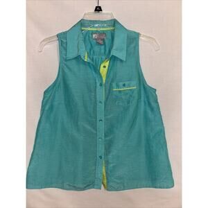 JCP Sleeveless Blouse Cotton & Silk Petite Medium Turquoise